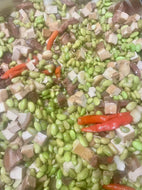 腊味(香肠, 腊肉)蒜香毛豆香干,300克, 50 克汤