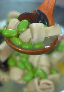 焖4鲜， 腊肉，毛豆，黄花菜，腐竹，300，汤100克